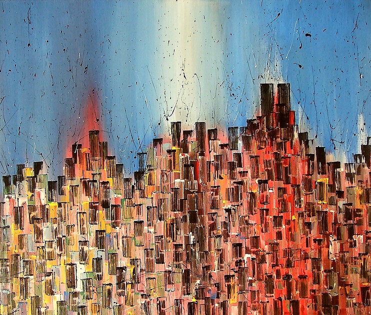 DIPINTO PER SALOTTO BY ARTIST GOA, DAL TITOLO "NEW YORK A COLORI", CM.120X100