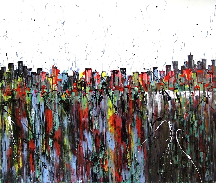 QUADRO DRIPPING E ACTION PAINTING BY ARTIST GOA, DAL TITOLO "NEW YORK NEW YORK"